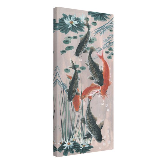 Riproduzioni su tela quadri famosi Pittura asiatica carpa koi nello stagno II