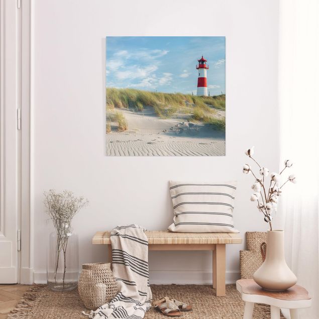 Stampe su tela paesaggio Faro sul mare del Nord