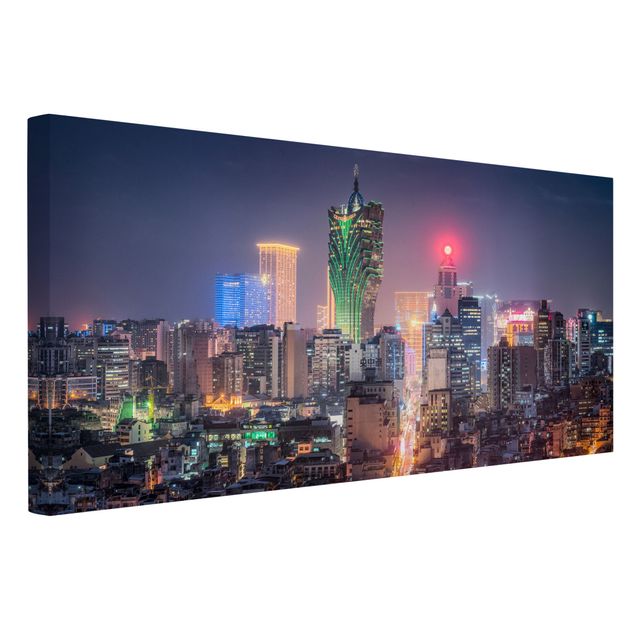 Quadri moderni per soggiorno Notte illuminata a Macao