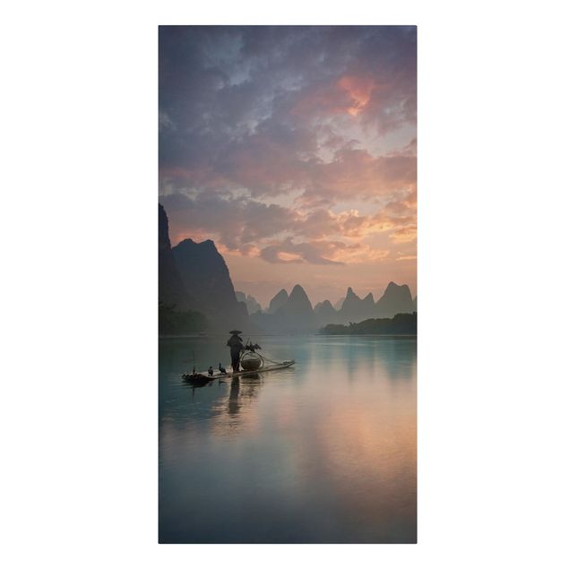 Stampa su tela - Alba sul fiume cinese - Verticale 1:2