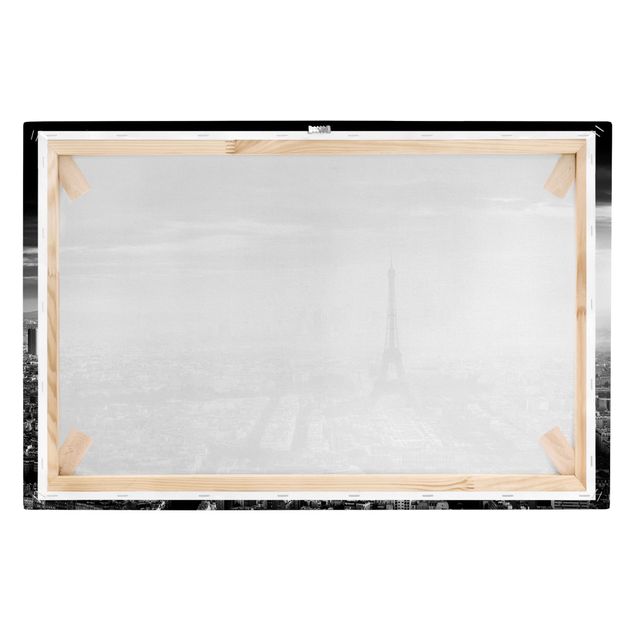 Stampa su tela - La Torre Eiffel From Above Bianco e nero - Orizzontale 3:2