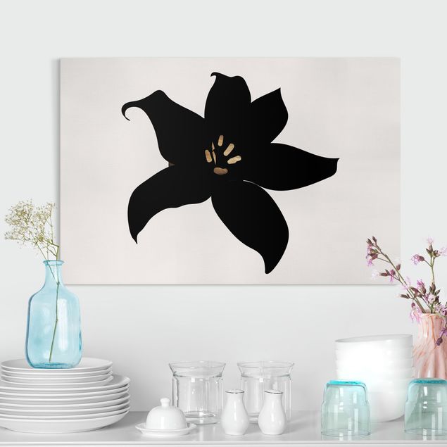 Quadri su tela fiori Mondo vegetale grafico - Orchidea nera e oro
