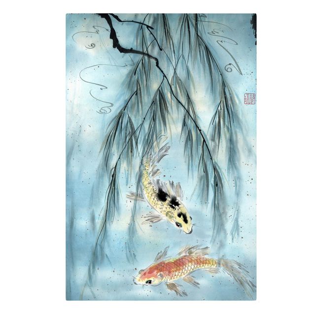 Quadro su tela animali Disegno acquerello giapponese Pesce rosso II