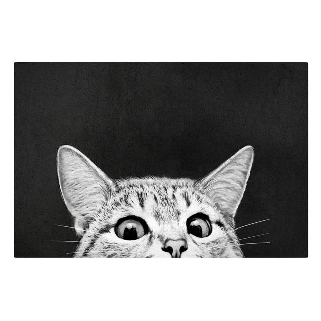 Quadri su tela animali Illustrazione - Gatto Disegno in bianco e nero