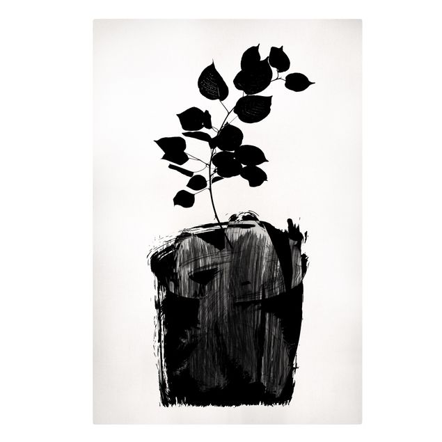 Stampa su tela Mondo grafico delle piante - Foglie nere
