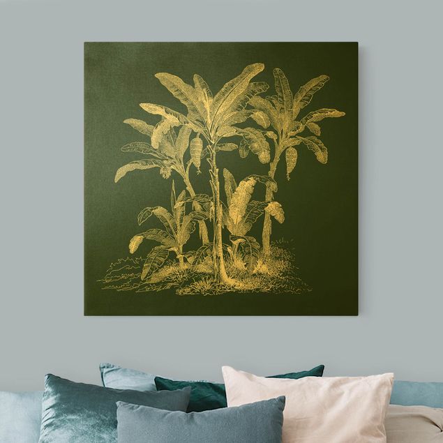 Quadri moderni per soggiorno Illustrazione Alberi di banane su verde