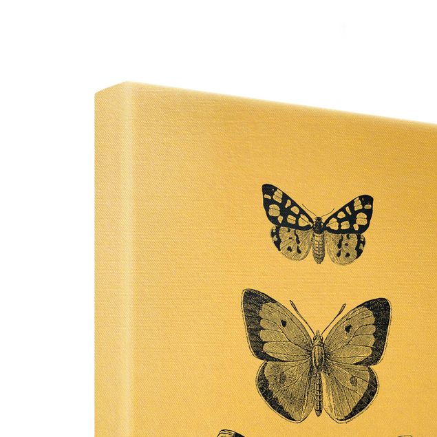 Stampa su tela Farfalle d'inchiostro su sfondo beige