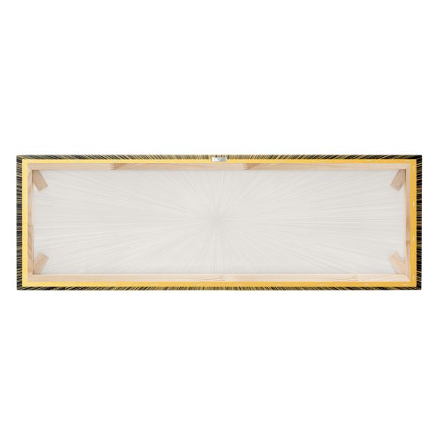Quadro su tela oro - Raggi astratti bianco e nero
