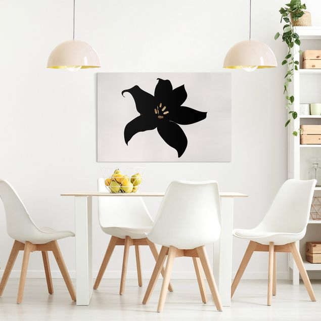 Riproduzione quadri su tela Mondo vegetale grafico - Orchidea nera e oro