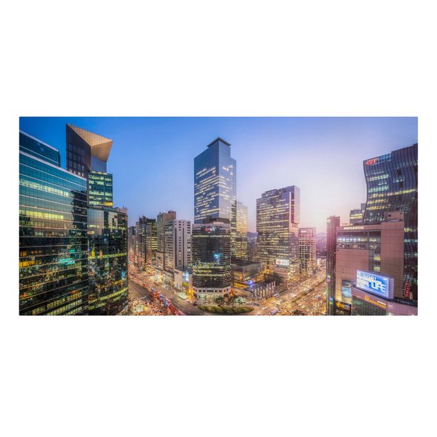 Stampa su tela Luci della città nel distretto di Gangnam