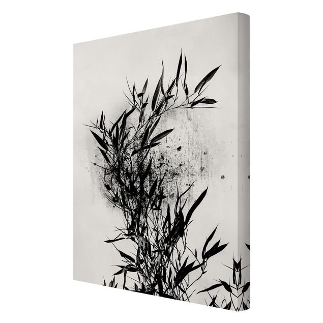 Stampa su tela Mondo vegetale grafico - Bambù nero