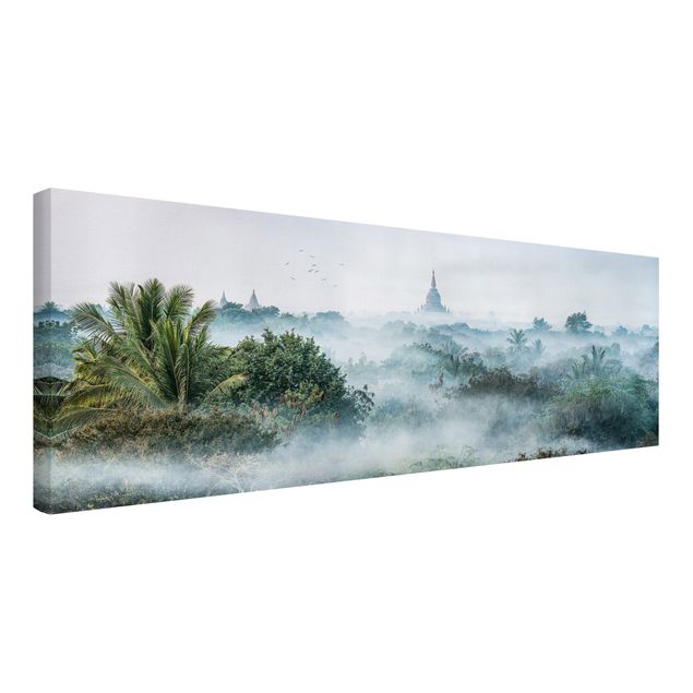 Stampe su tela città Nebbia mattutina sulla giungla di Bagan