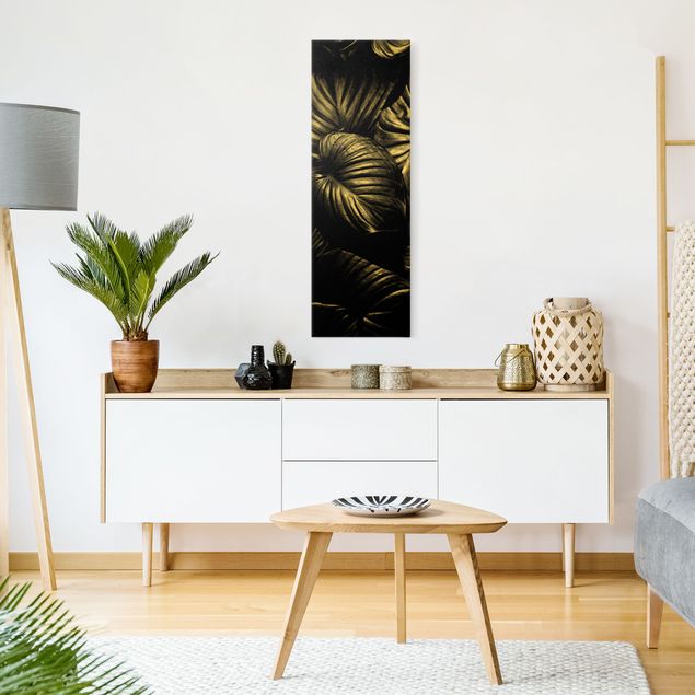 Quadri moderni per soggiorno Hosta botanica in bianco e nero