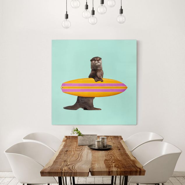 Riproduzioni su tela quadri famosi Lontra con tavola da surf