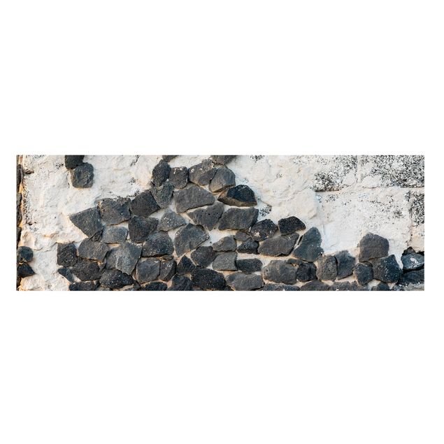 Stampa su tela - Muro con pietre nere - Panoramico