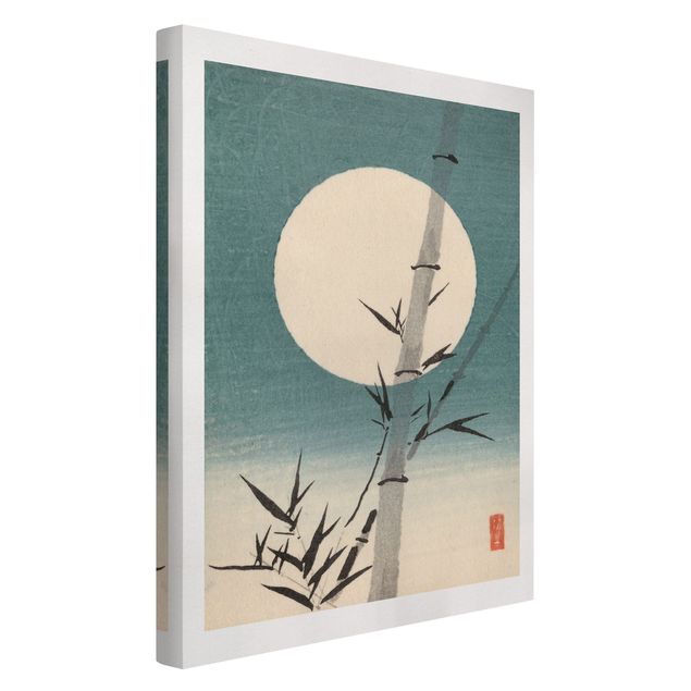 Tele vintage Disegno giapponese Bambù e Luna