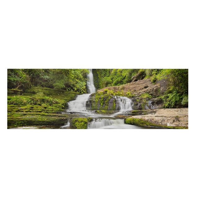Stampa su tela - Upper Mclean Falls In New Zealand - Panoramico