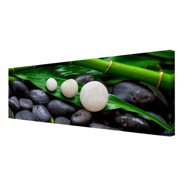 Stampa su tela - Verde bambù con Pietre Zen - Panoramico