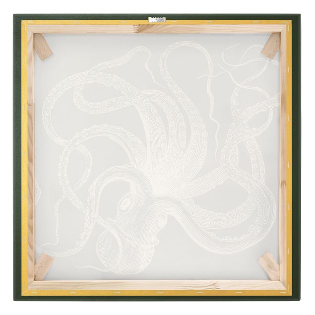 Quadro su tela oro - Illustrazione di simpatico polpo su blu