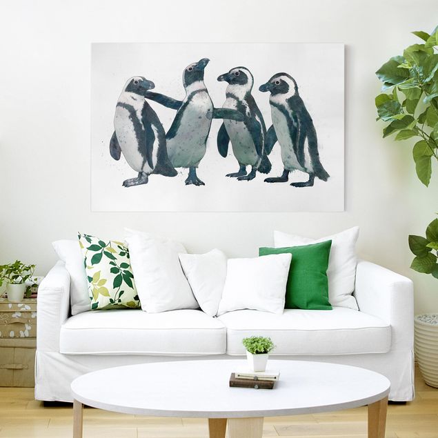 Quadri con uccelli Illustrazione - Pinguini Acquerello Bianco e Nero