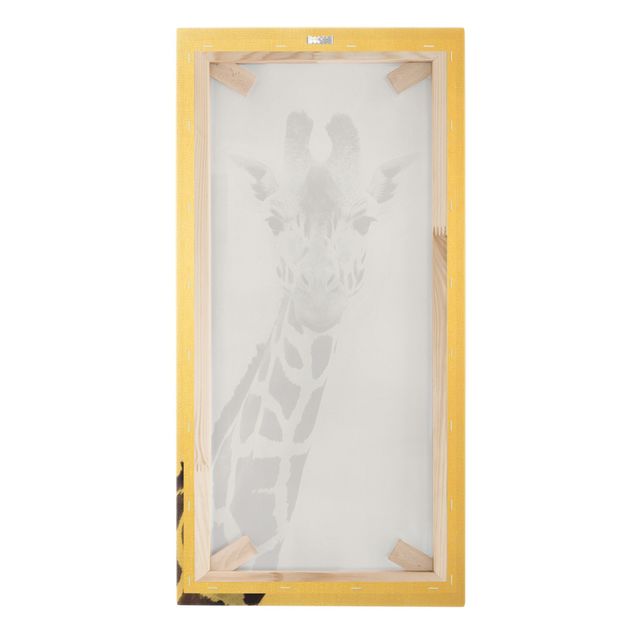 Quadro su tela oro - Ritratto di giraffa in bianco e nero