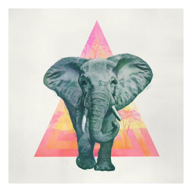 Quadro su tela animali Illustrazione - Elefante fronte triangolo pittura