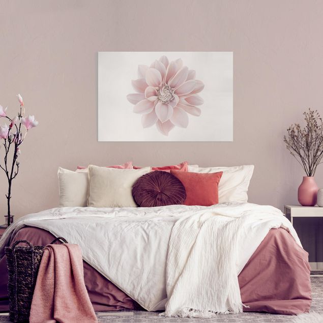 Quadri moderni per soggiorno Dahlia Fiore Pastello Bianco Rosa