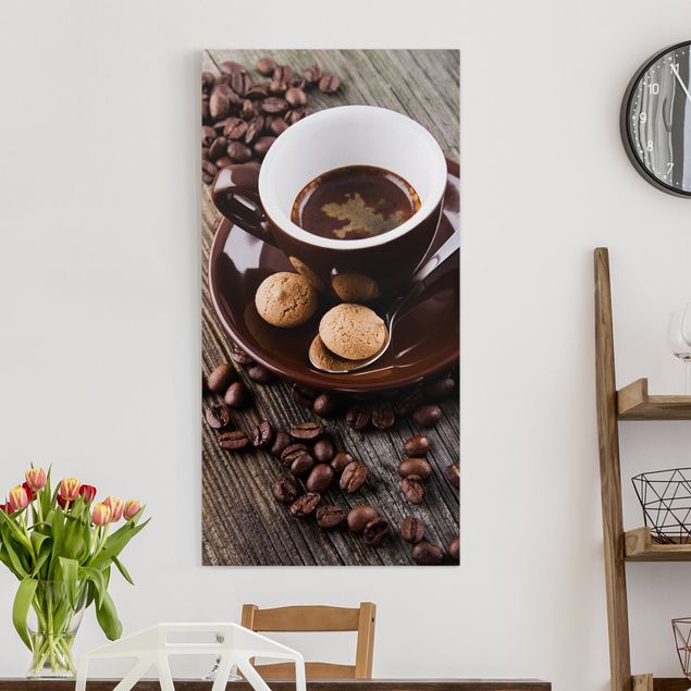 Riproduzioni su tela Tazze da caffè con chicchi di caffè