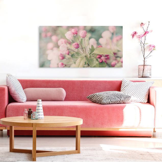 Quadri moderni per soggiorno Bokeh di fiori di melo rosa chiaro