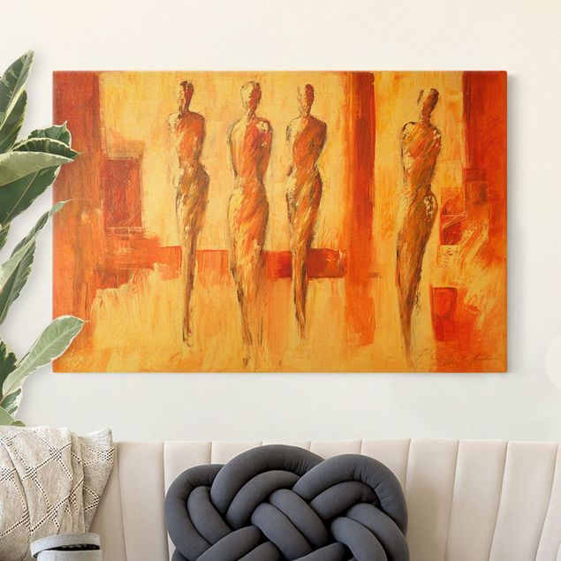 quadro astratto Quattro figure in arancione