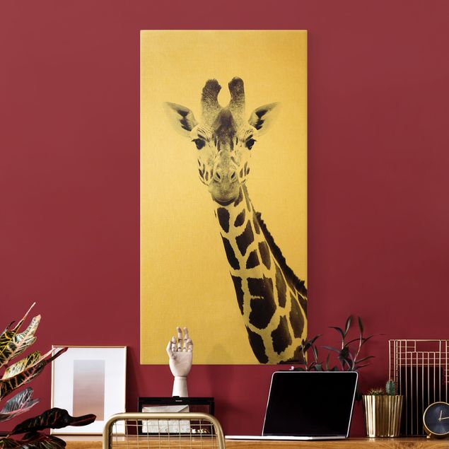 Riproduzioni su tela quadri famosi Ritratto di giraffa in bianco e nero