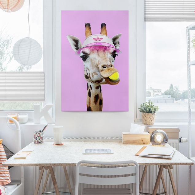 Riproduzione quadri su tela Giraffa che gioca a tennis