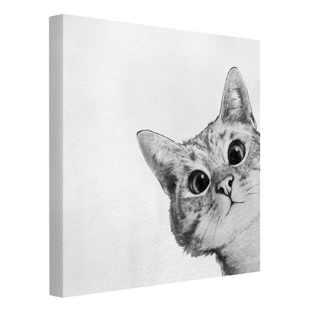 Riproduzioni su tela Illustrazione - Gatto Disegno in bianco e nero