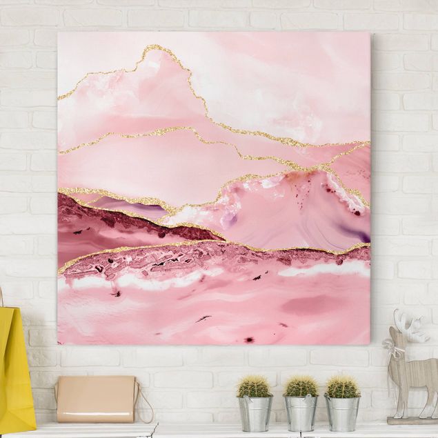 quadro astratto Estratto Monti rosa con Golden Lines
