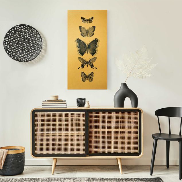 quadri con animali Farfalle d'inchiostro su sfondo beige
