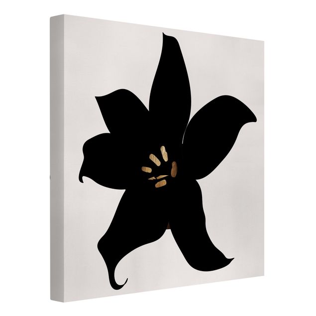 Quadri moderni per soggiorno Mondo vegetale grafico - Orchidea nera e oro