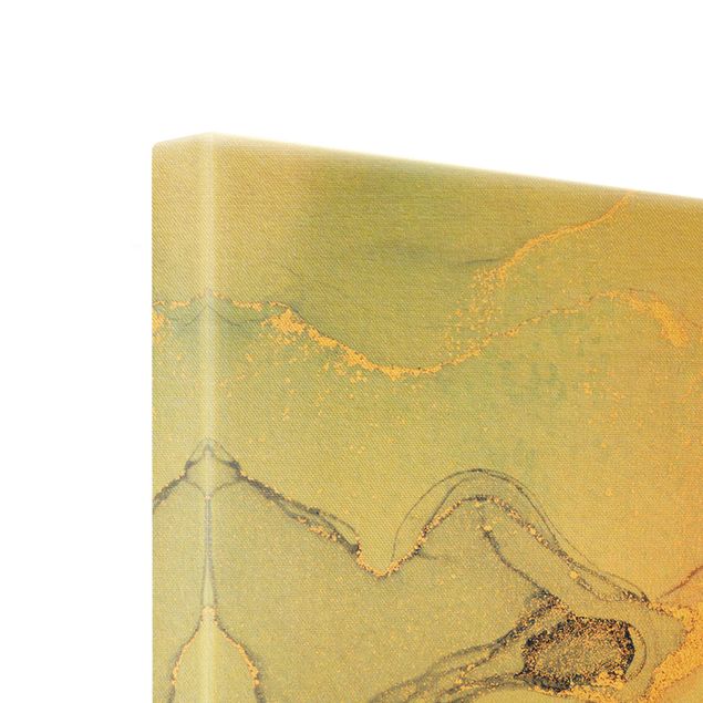 Quadro su tela oro - Acquerello e pastello colorato con oro