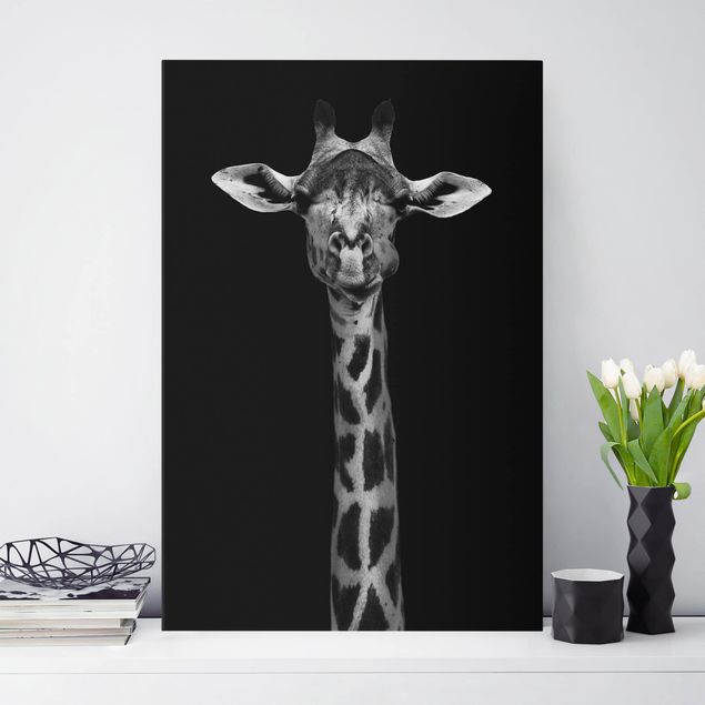 Quadri con giraffe Ritratto di giraffa scura