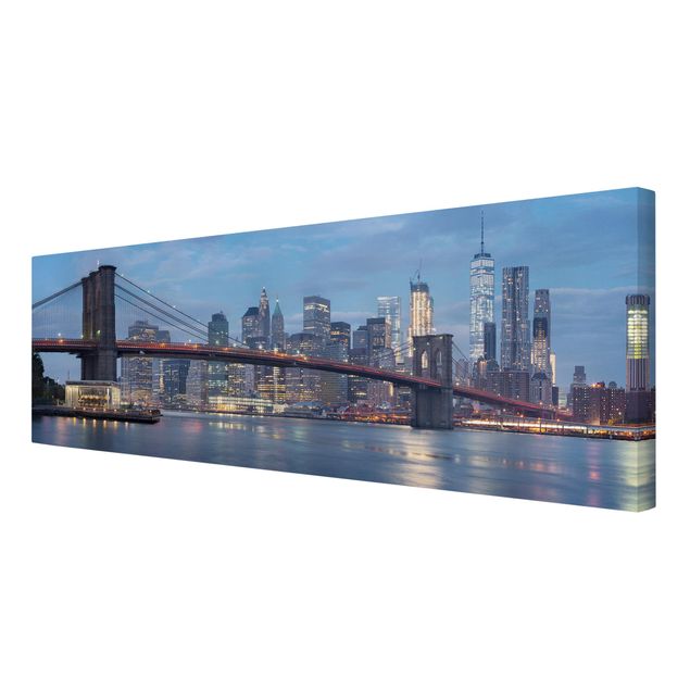 Stampa su tela - Brooklyn Bridge Manhattan New York - Panoramico