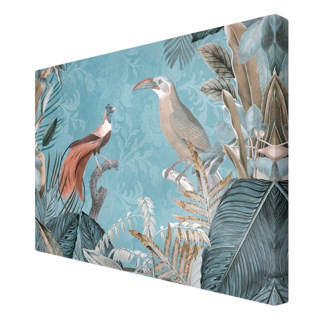Quadri su tela Collage vintage - Uccelli del paradiso