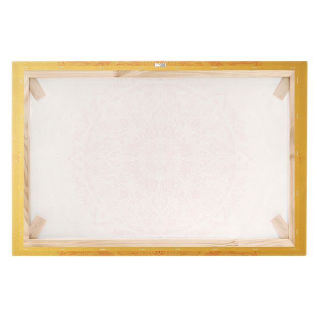 Quadro su tela oro - Ornamento mandala in acquerello rosa