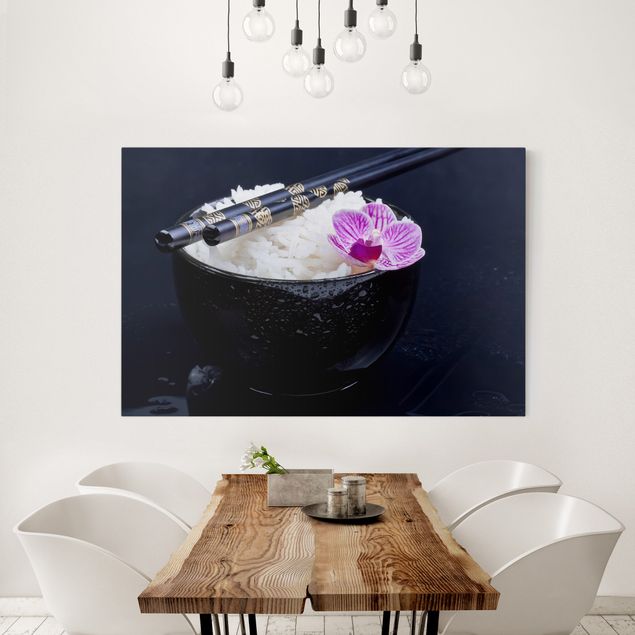 Riproduzioni su tela quadri famosi Ciotola di riso con orchidea