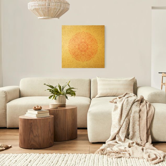 Riproduzioni su tela quadri famosi Mandala Acquerello Ornamento Beige Arancione