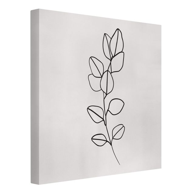 Riproduzioni su tela quadri famosi Line Art - Ramo di foglie in bianco e nero