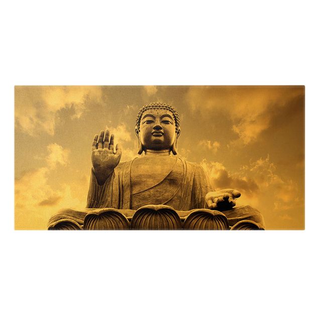 Quadro su tela oro - Grande Buddha effetto seppia