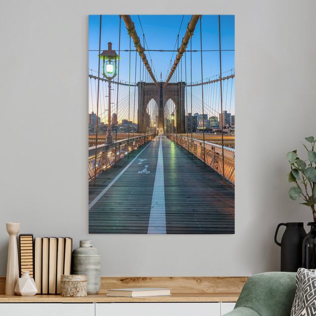 Quadri su tela New York L'alba sul ponte di Brooklyn