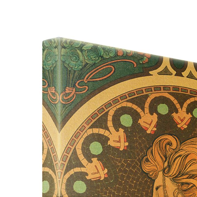 Quadro su tela oro - Alfons Mucha - La piuma