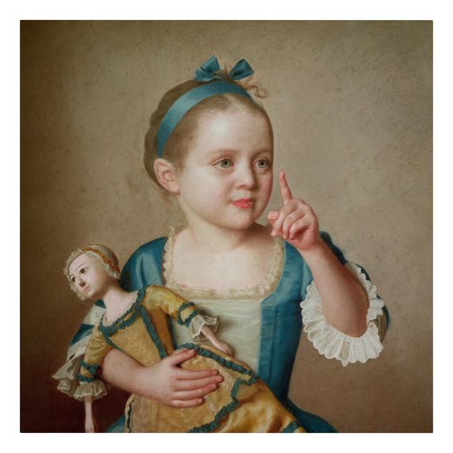 Quadri su tela - Jean Etienne Liotard - Ragazza con la bambola