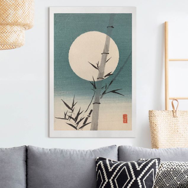 Tela bamboo Disegno giapponese Bambù e Luna