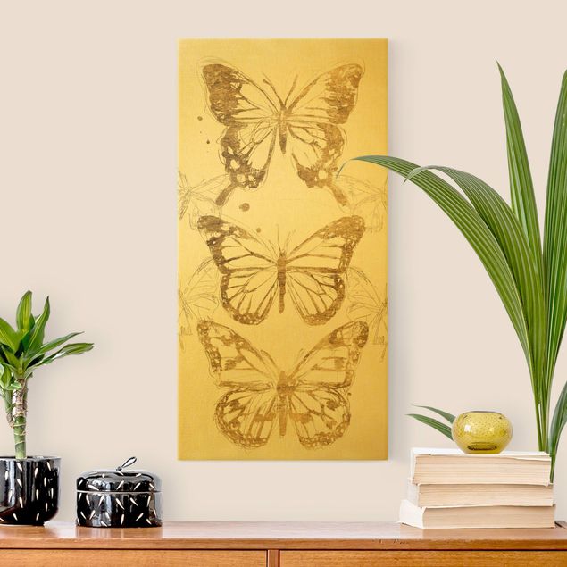 quadri con animali Composizione di farfalle in oro I